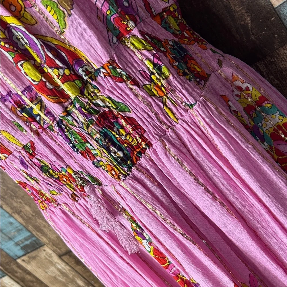 Pink Floral Bohemian Maxi Dress - Women's - Picture 8 of 16